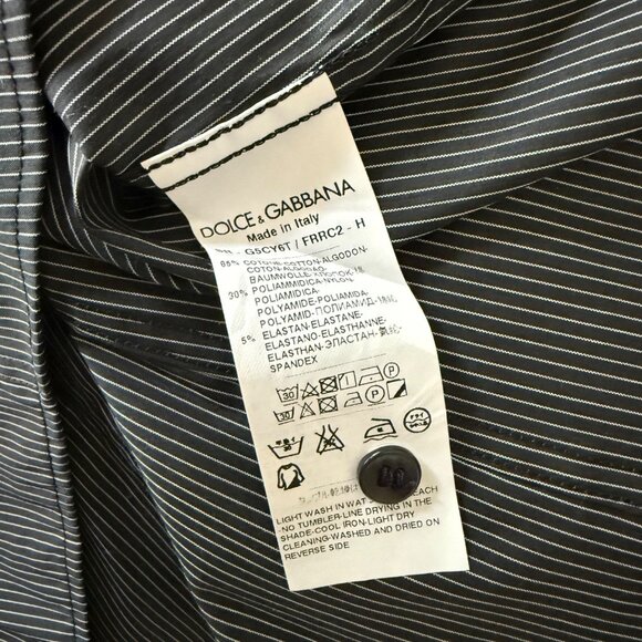size 43/17 Dolce & Gabbana Mens Sicilia slim fit Black Pinstripe Button-Up dress - Picture 7 of 10